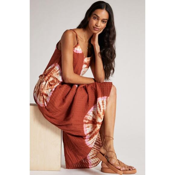 Anthropologie The Odells Tie-Dye Maxi Dress Sleeveless Textured Seersucker Small - Picture 3 of 16